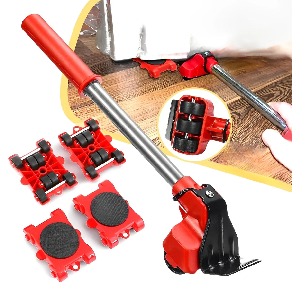Furniture Moving Kit 360-Degree Wheels & Ergonomic Lifter