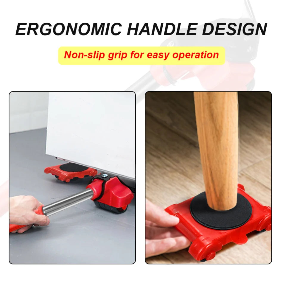 Furniture Moving Kit 360-Degree Wheels & Ergonomic Lifter