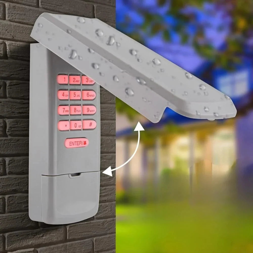 Garage Opener Keypad Wireless 3-Channel Backlit & Weatherproof