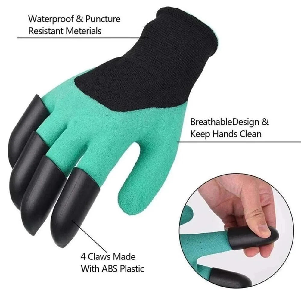 Garden Gloves Integrated Digging Claws & Latex-Coated Palm