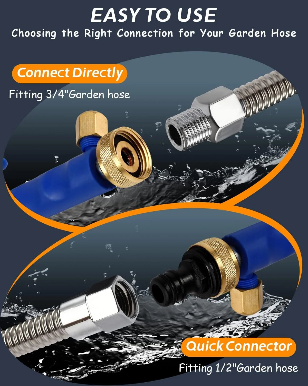 Garden Hose Nozzle Dual Spray Brass Ball Valve