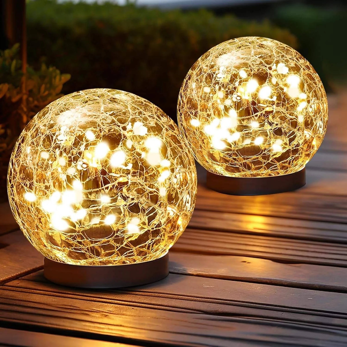 Garden Lights Solar Dusk-to-Dawn Cracked Glass
