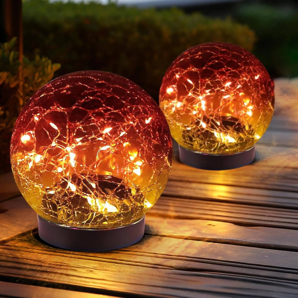 Garden Lights Solar Dusk-to-Dawn Cracked Glass