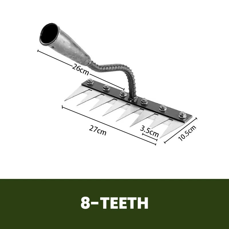 Garden Rake Head Carbon Steel Tines Interchangeable Mount