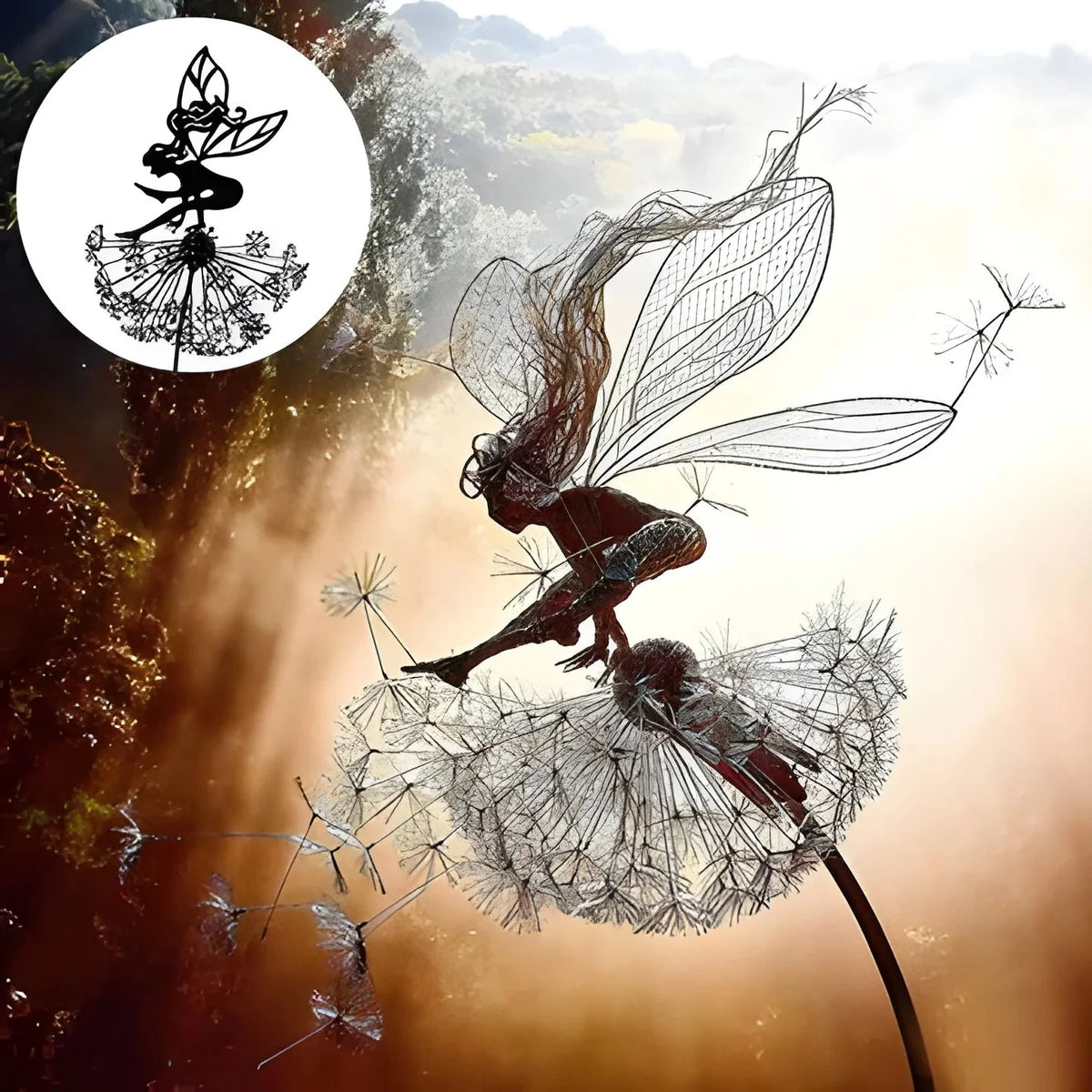 Garden Sculpture Fairy Silhouette Weather-Resistant Indoor & Outdoor Decor