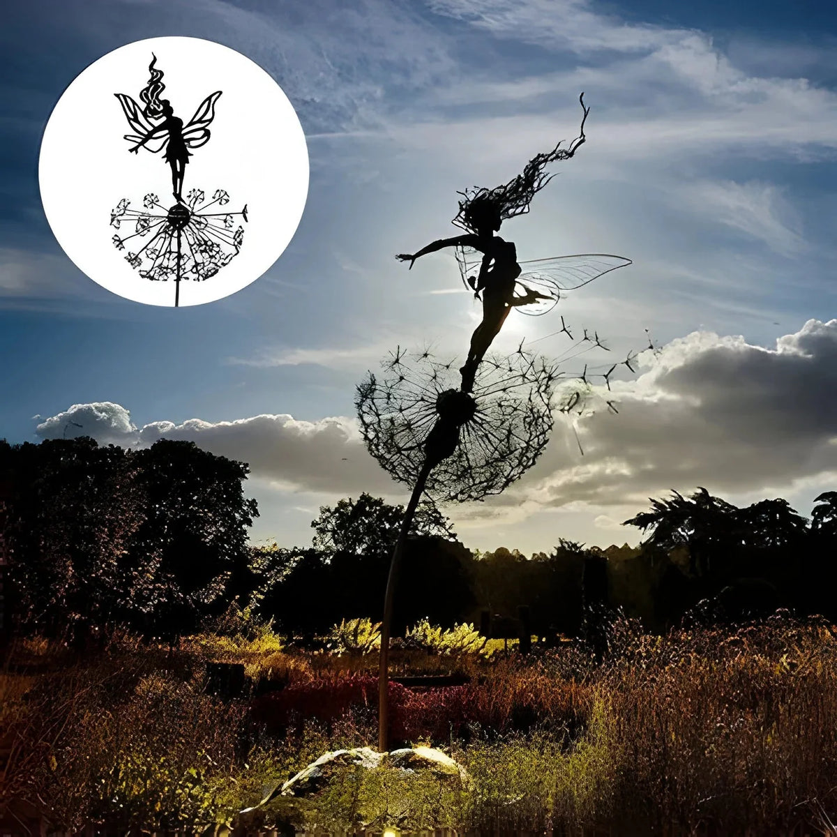 Garden Sculpture Fairy Silhouette Weather-Resistant Indoor & Outdoor Decor