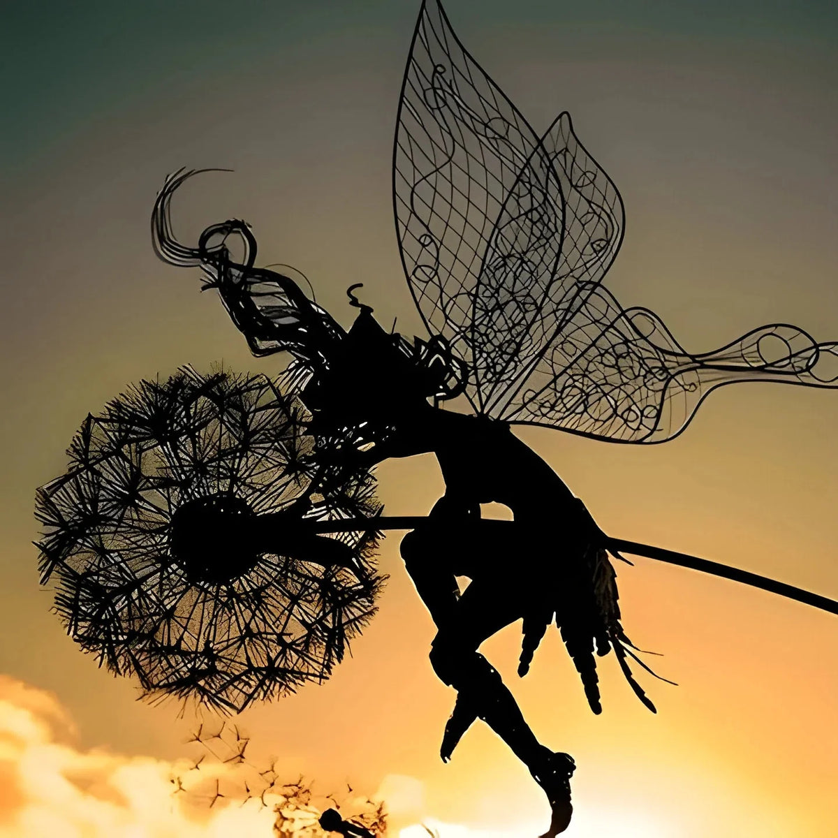 Garden Sculpture Fairy Silhouette Weather-Resistant Indoor & Outdoor Decor