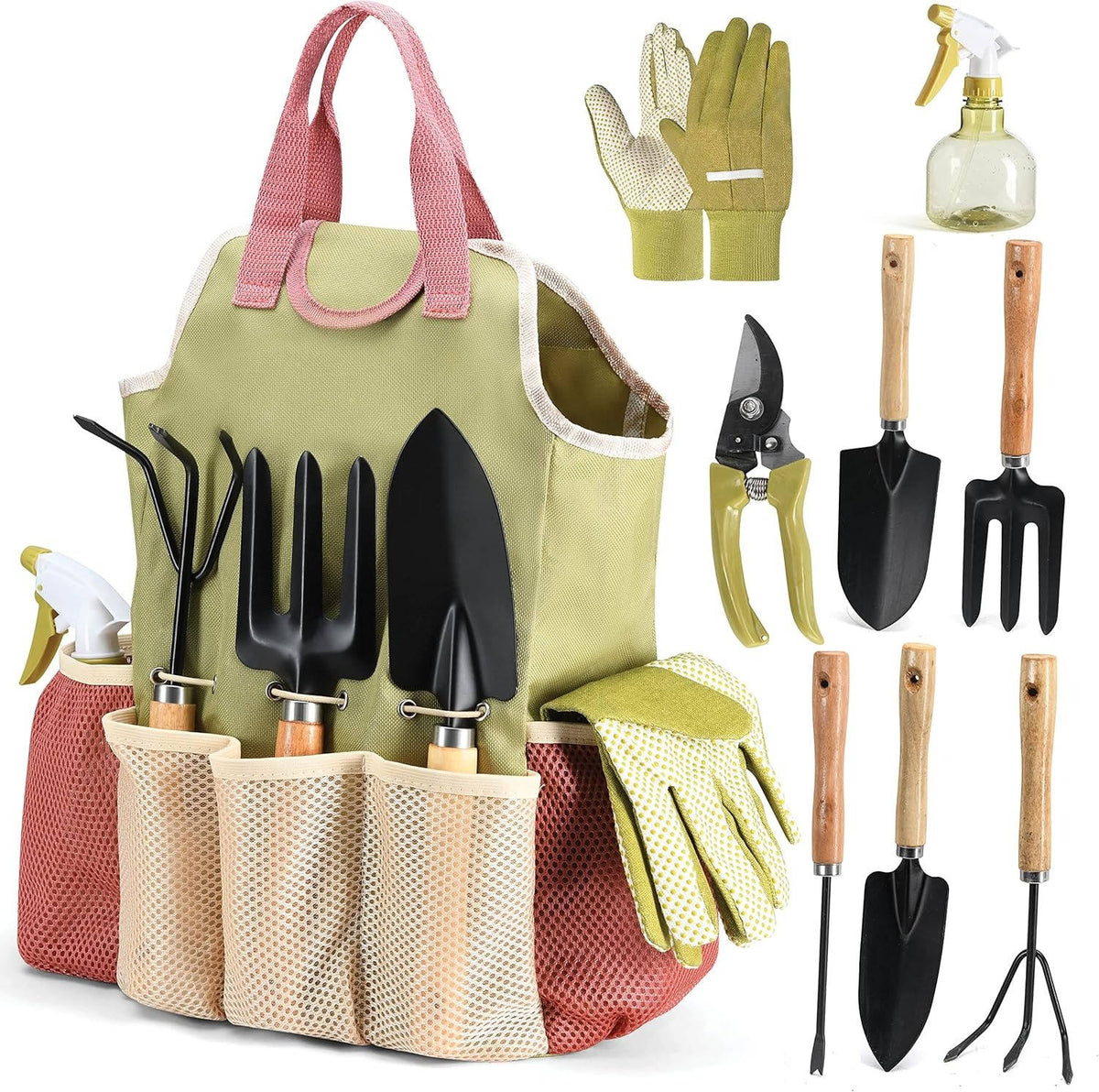 Garden Tool Kit 10-Piece Rust-Resistant Steel Ergonomic Handles