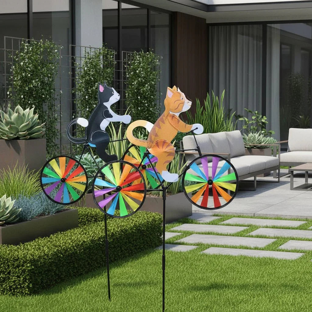 Garden Windmill Stake Hand-Painted Spinning Wheels Weatherproof