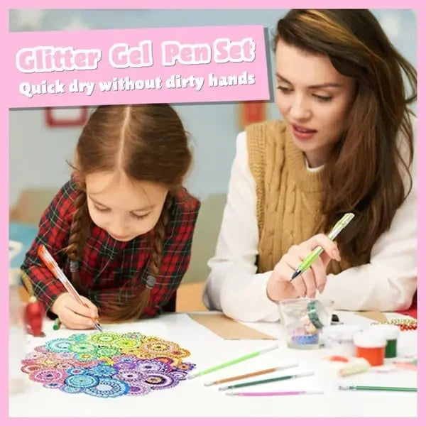 Gel Pen Set Glitter Fine Tip & Smear-Proof