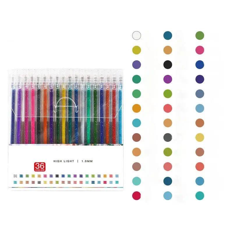 Gel Pen Set Glitter Fine Tip & Smear-Proof