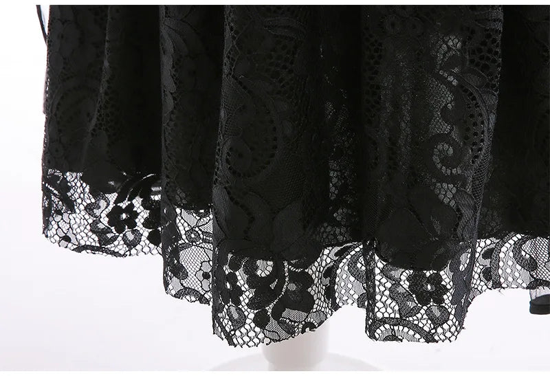 Girls Cosplay Dress Mid-Calf Lace Ruffle Breathable Polyester