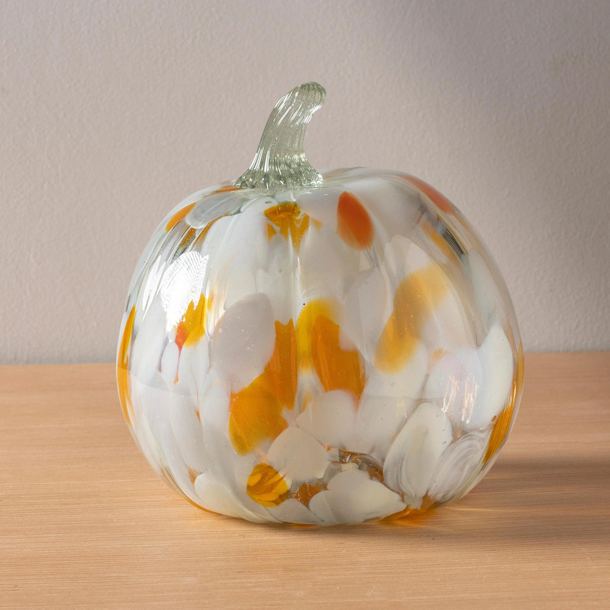 Glass Pumpkin Handcrafted Recycled Glass Textured Finish