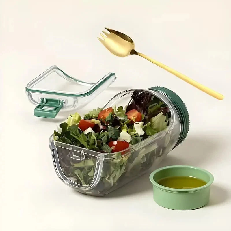 Glass Salad Container Airtight Screw Cap & Side Opening