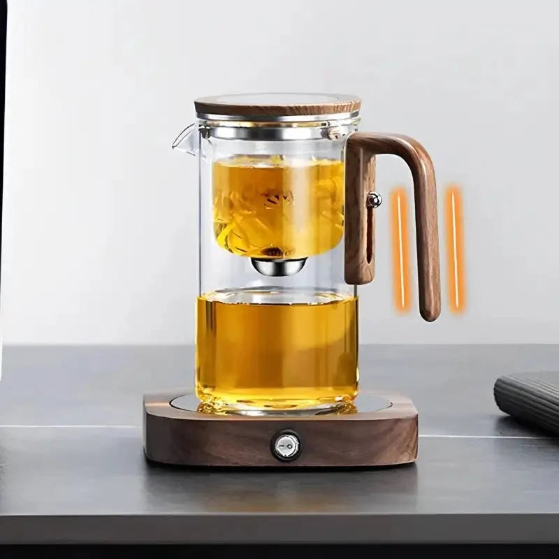 Glass Teapot Removable Fine Mesh Infuser & Wooden Handle