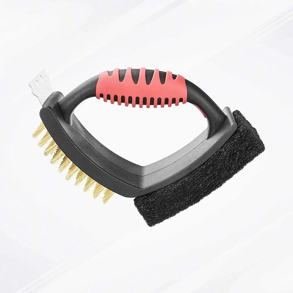 Grill Brush 3-In-1 No-Shedding Brass Bristles & Copper Scraper