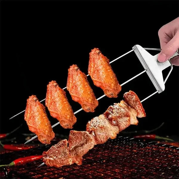 Grill Skewers Double-Prong Sliding Scraper Set of 3