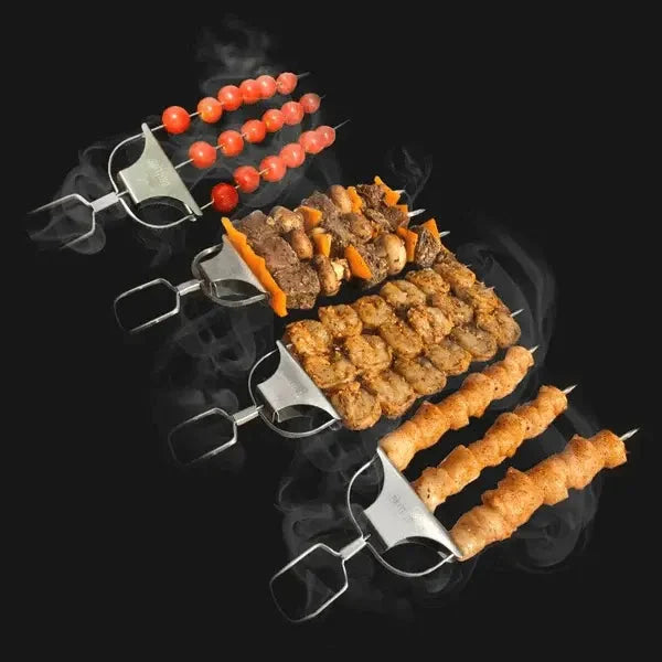 Grill Skewers Double-Prong Sliding Scraper Set of 3