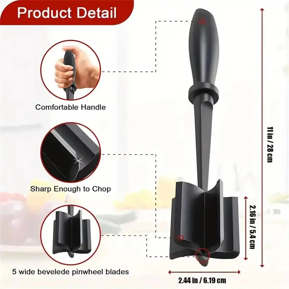 Ground Meat Chopper Five-Blade Heat-Resistant Nylon