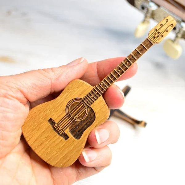 Guitar Pick Box Solid Oak Personalized Engraving Removable Stand