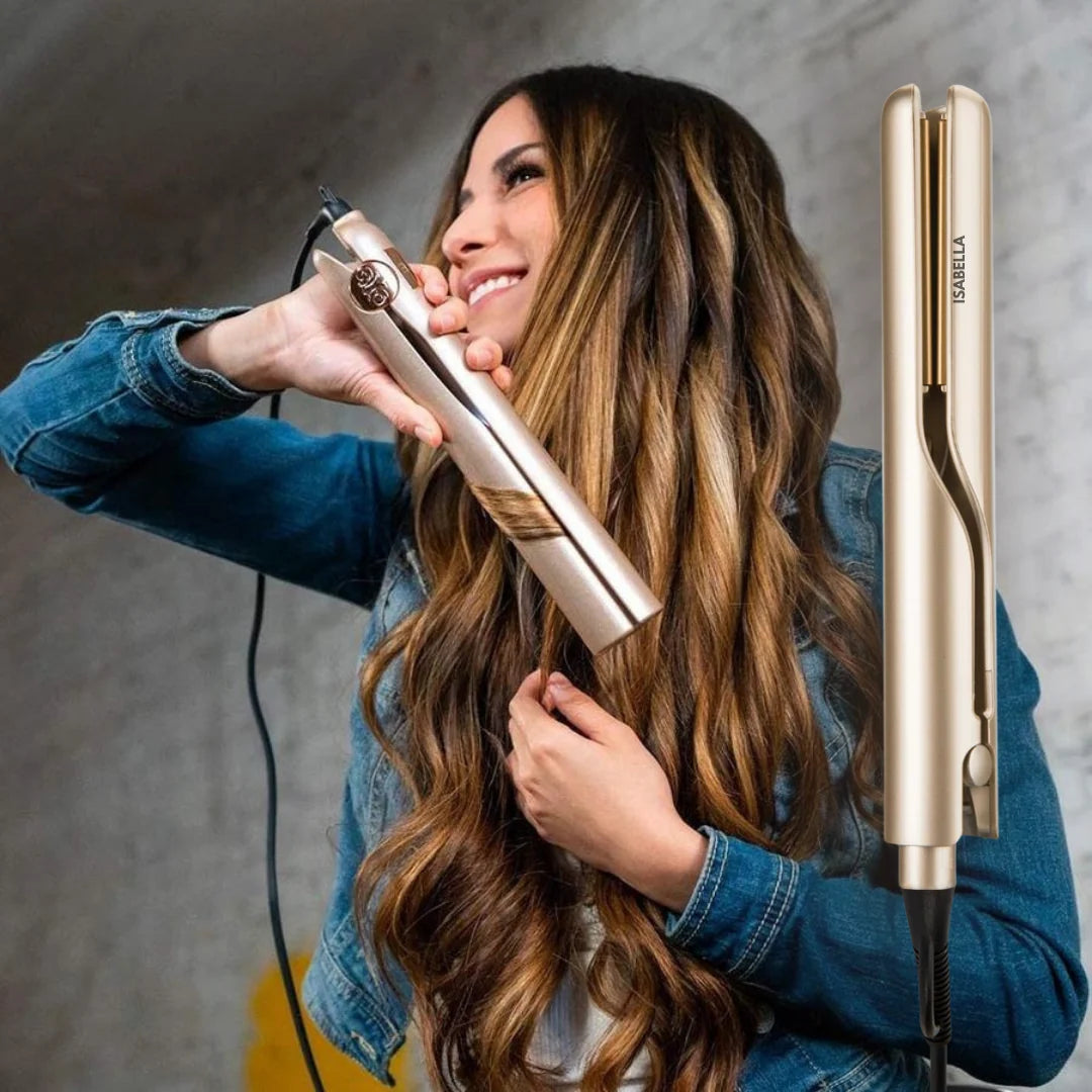Hair Straightener & Curler Crystal Ceramic Plates Ionic Protection