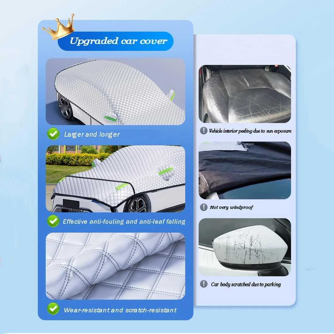 Half-Garage Car Cover Water-Repellent UV-Resistant