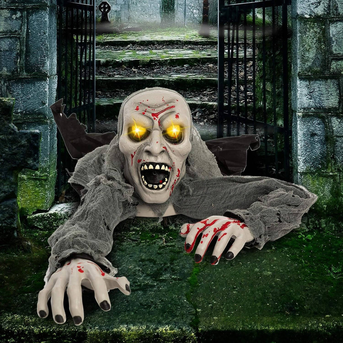 Halloween Prop Motion-Activated Glowing Eyes & Moaning Sounds