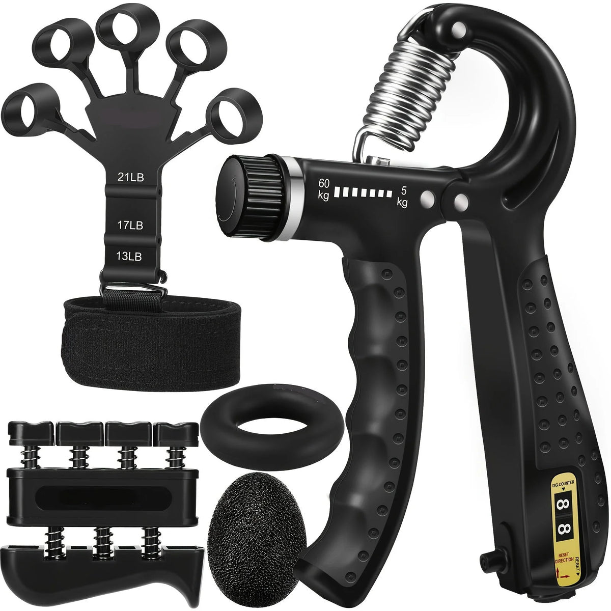 Hand Trainer Set 5-In-1 Adjustable 11 To 132 Lbs