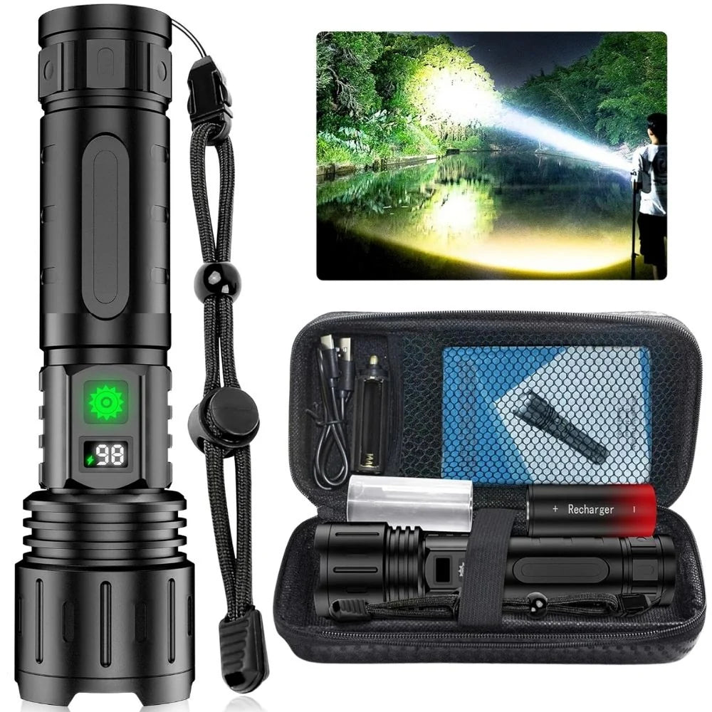 Handheld Flashlight High-Output LED Adjustable Focus Rechargeable