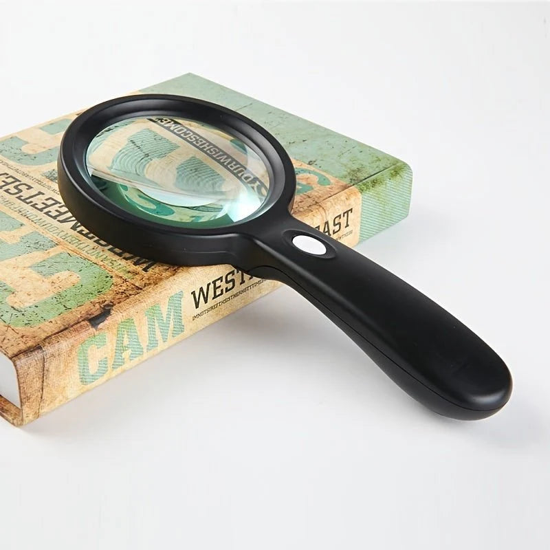 Handheld Magnifier 10X Magnification LED Light Ergonomic Handle