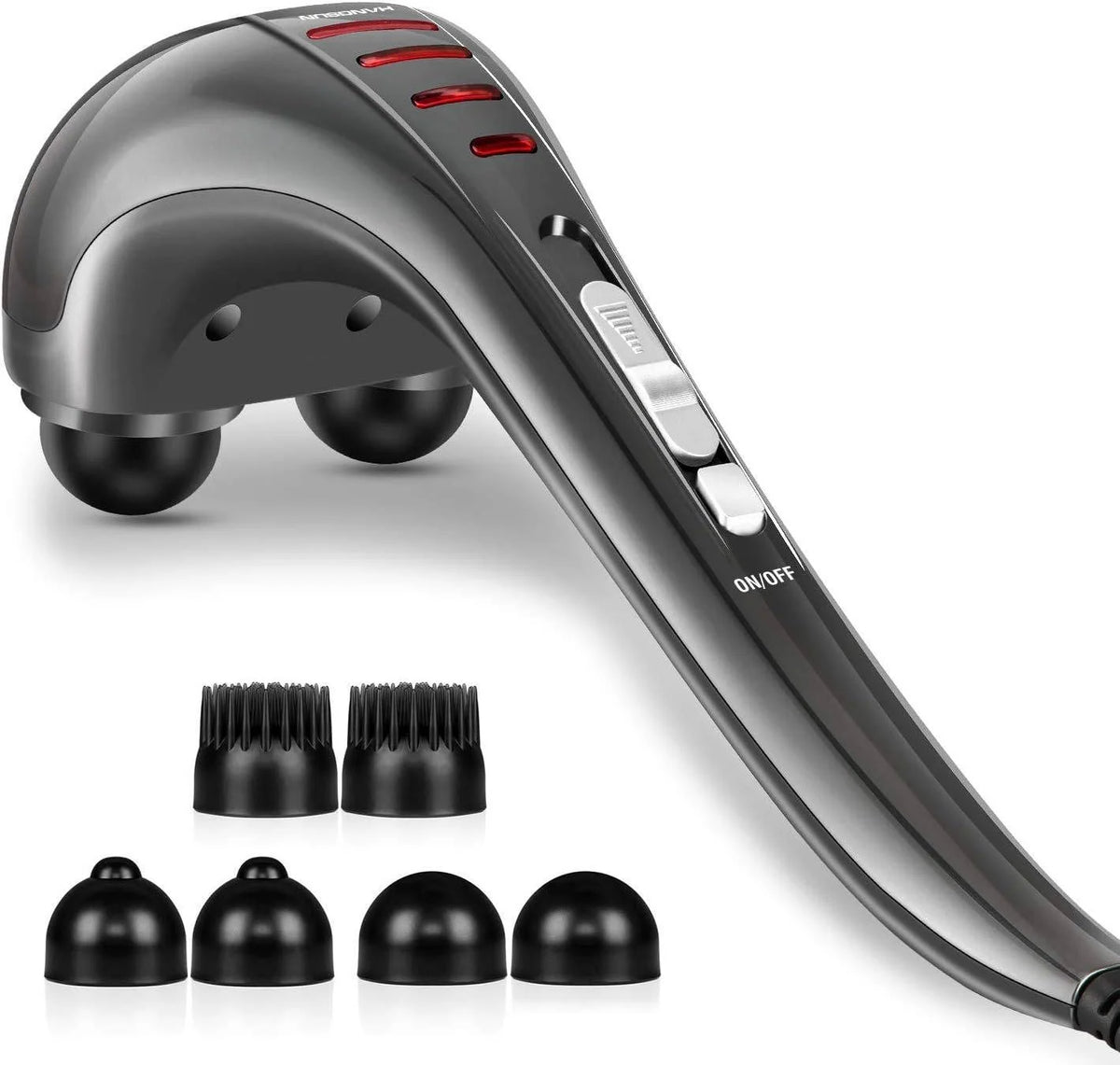 Handheld Massager Dual Percussion Three Interchangeable Nodes Corded