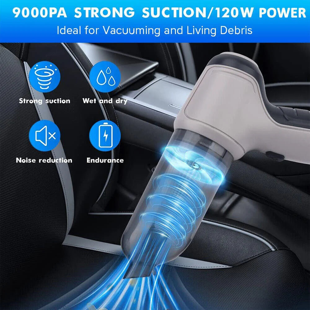 Handheld Vacuum Cordless Rechargeable Turbo Suction With Crevice Nozzle