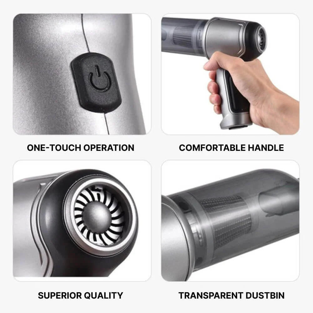 Handheld Vacuum Cordless Rechargeable Turbo Suction With Crevice Nozzle