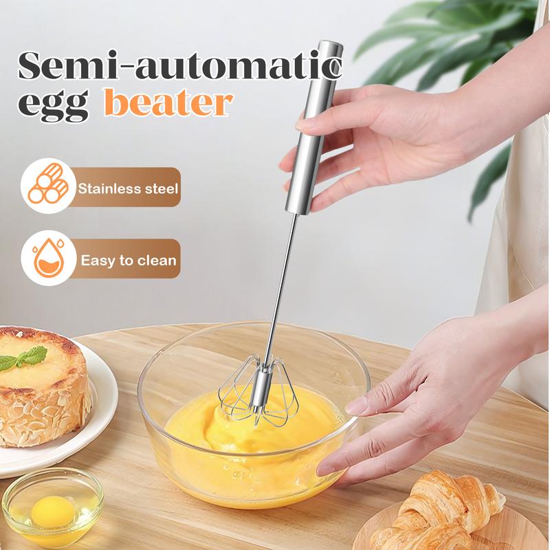 Handheld Whisk Spring-Powered Stainless Steel