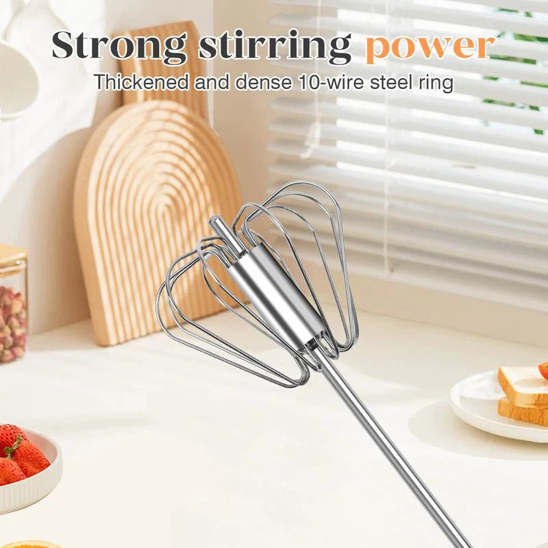Handheld Whisk Spring-Powered Stainless Steel