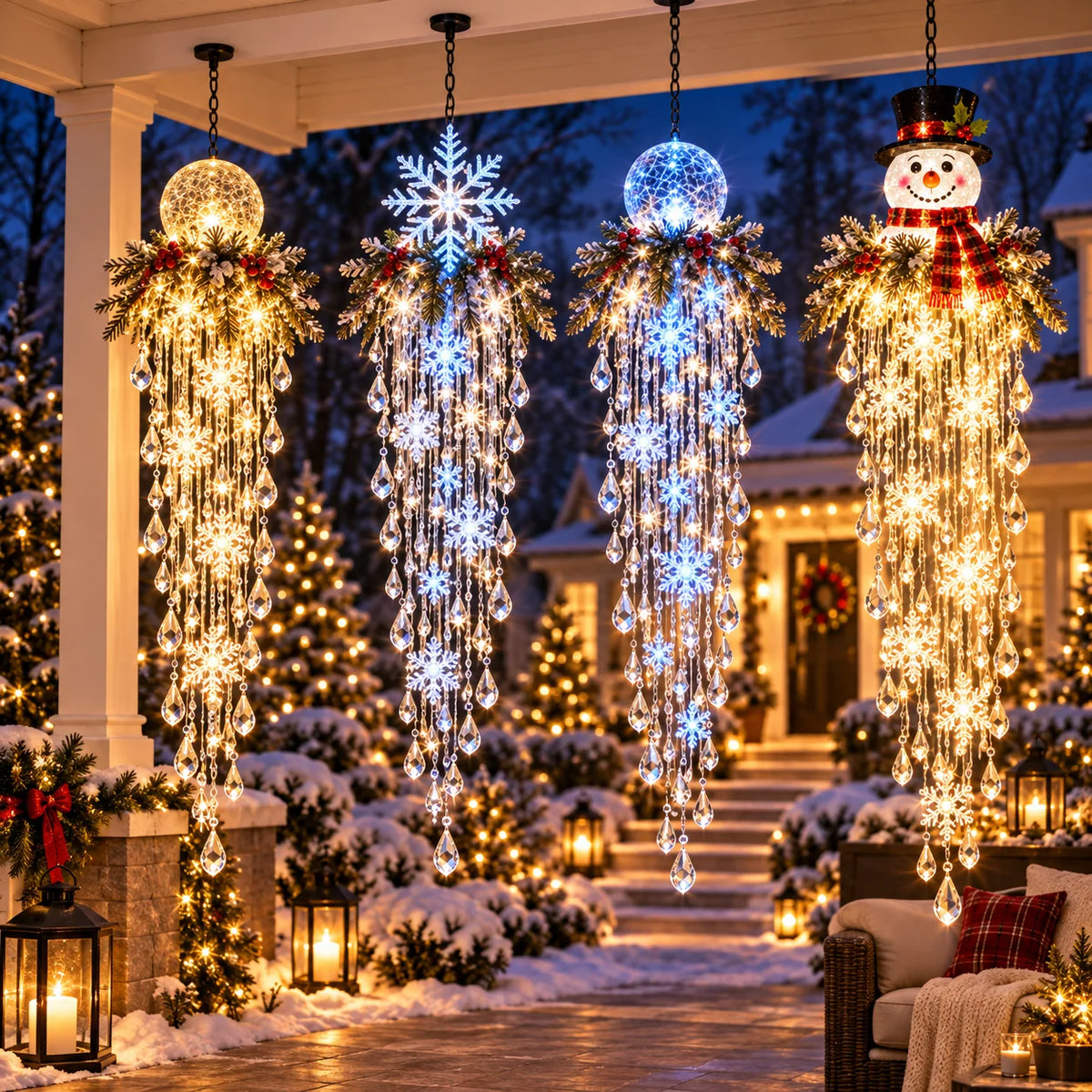 Hanging Christmas Light LED Cascading Crystal Accents