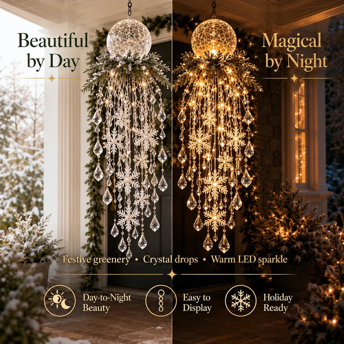Hanging Christmas Light LED Cascading Crystal Accents