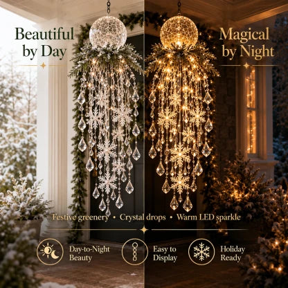 Hanging Christmas Lights Cascading LED Crystal Accents Battery-Powered