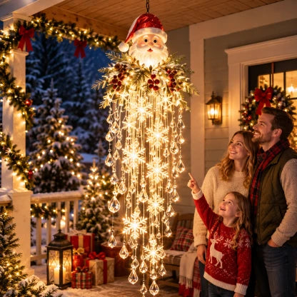 Hanging Christmas Lights Cascading LED Crystal Accents Battery-Powered