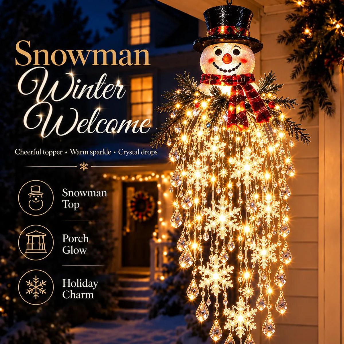 Hanging Christmas Lights Cascading LED Crystal Accents Battery-Powered