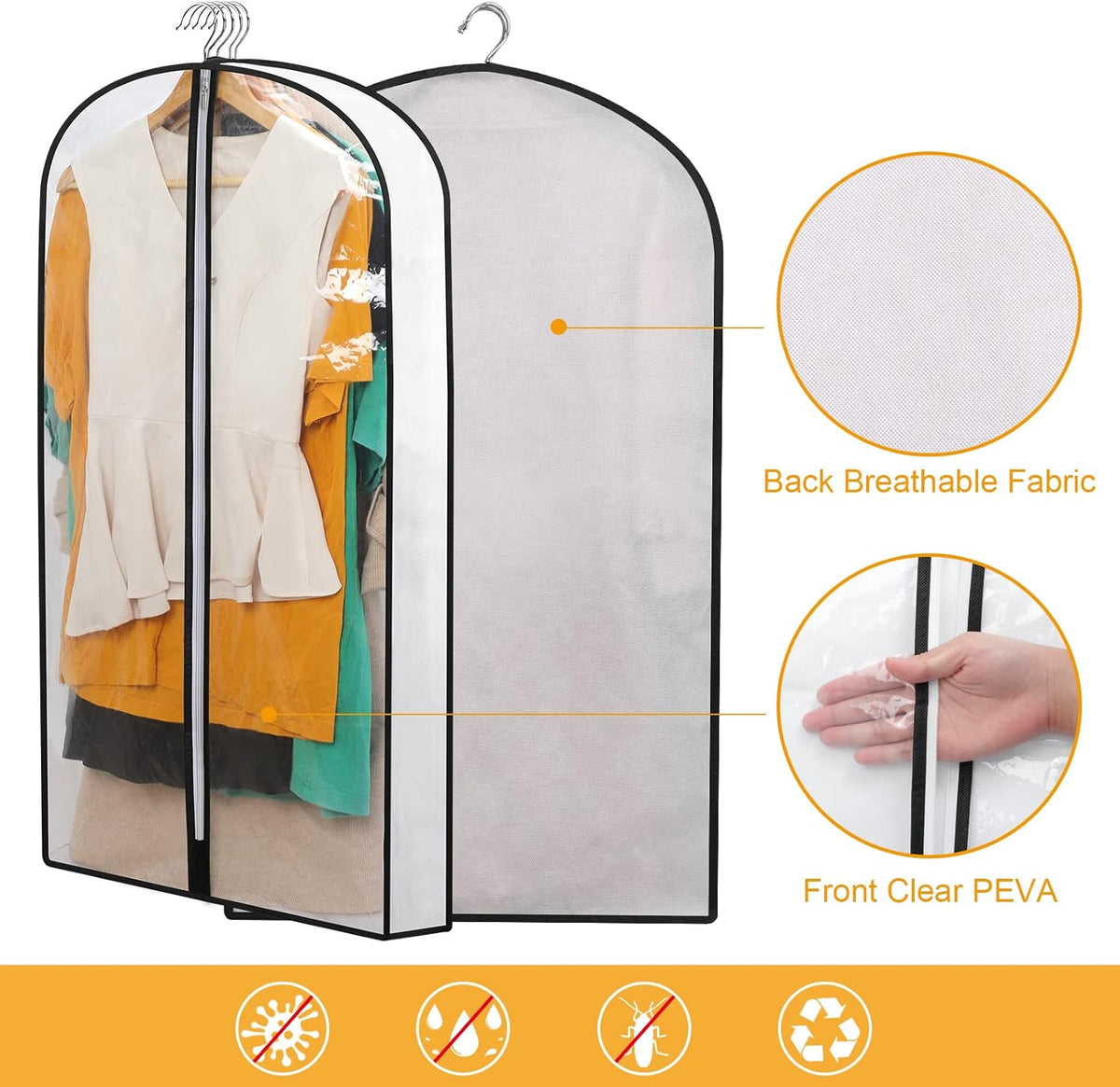 Hanging Garment Covers Water-Resistant Full-Length Zipper Three-Size Set