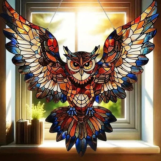 Hanging Light Catcher Multicolor Reflective Bird Silhouette