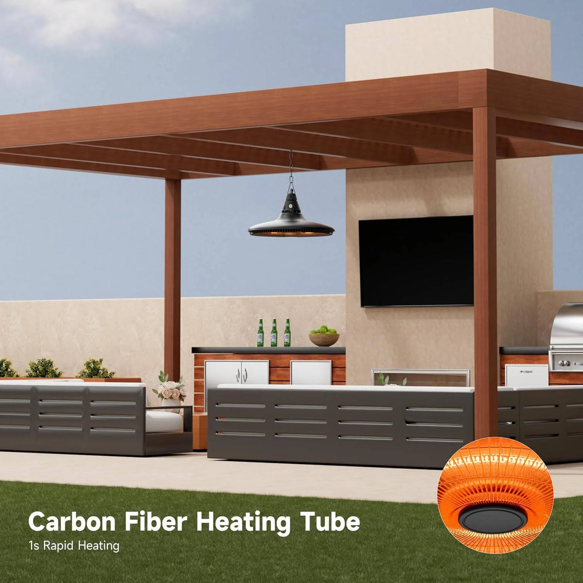 Hanging Patio Heater 1500W Infrared Remote Control