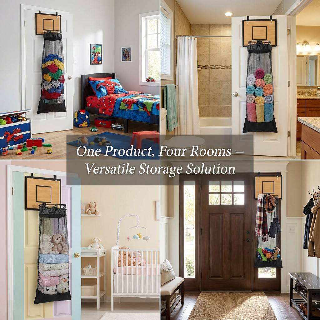 Hanging Storage Organizer Wooden Backboard Basketball Design