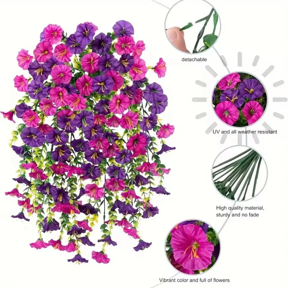 Hanging Vine Morning Glory UV-Resistant Set of 4
