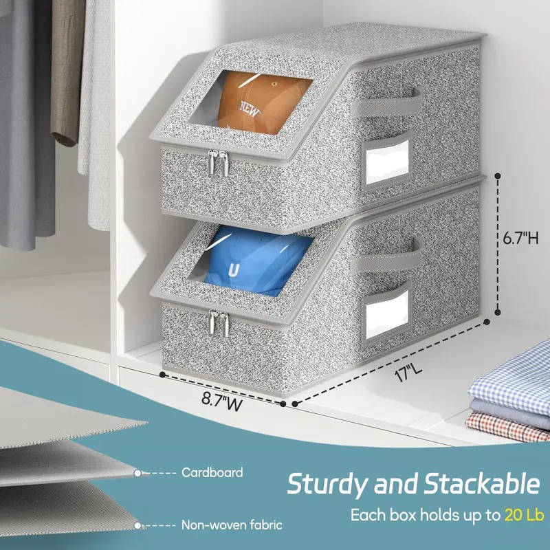 Hat Storage Box Stackable Shape-Safe 24-Hat Capacity