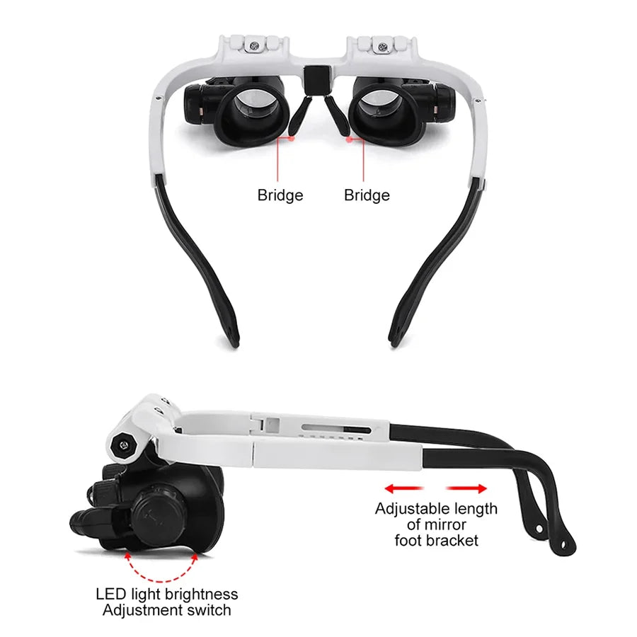Headband Magnifier 8x 15x 23x LED Lights