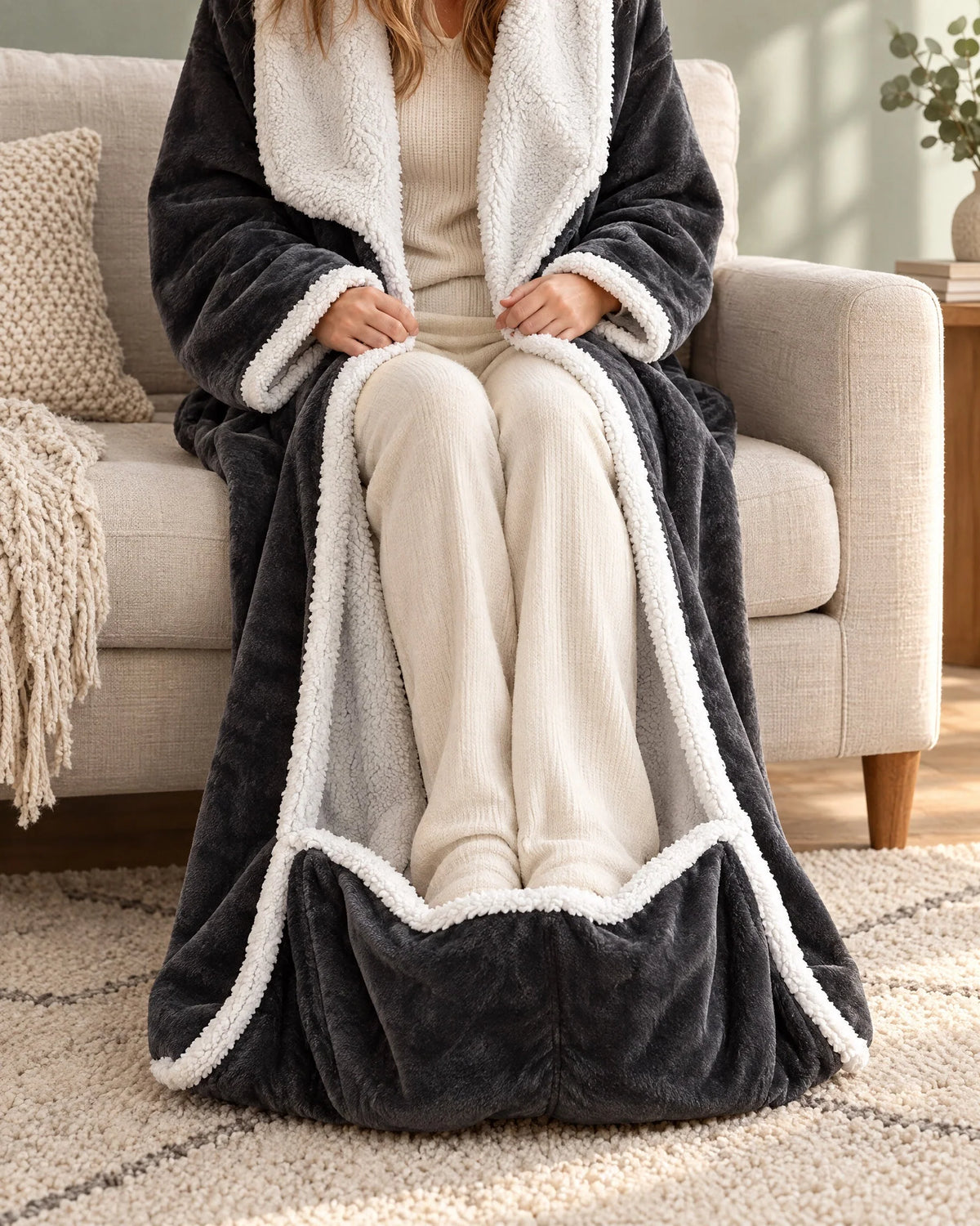 Heated Blanket Coat Full-Length Sleeves & Foot Pocket