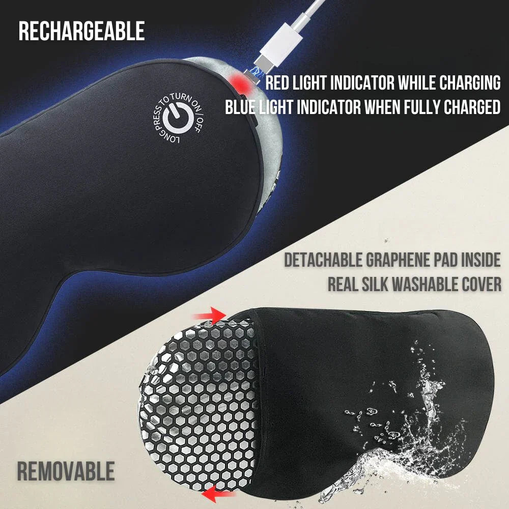 Heated Eye Mask Cordless Rechargeable Gentle Vibration