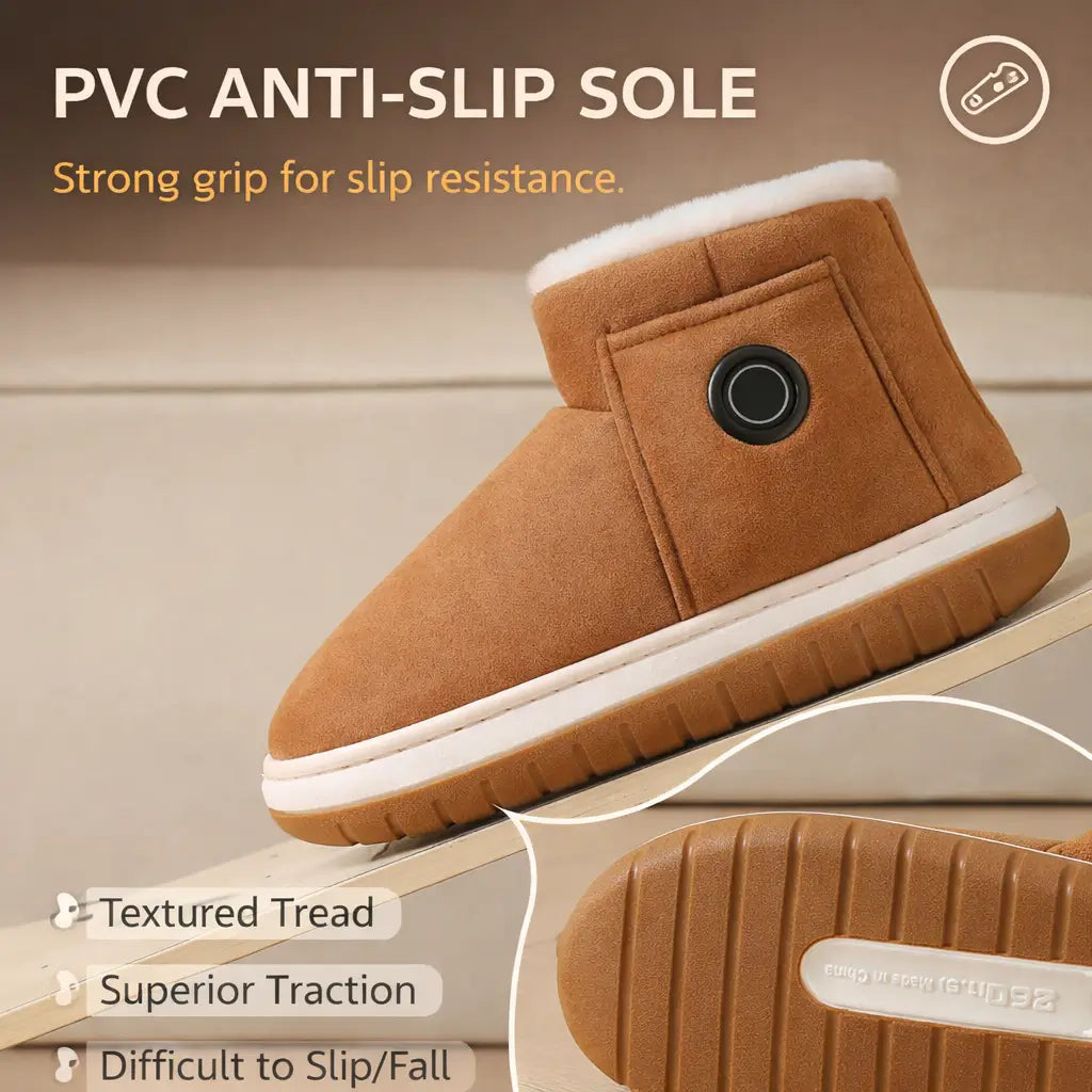 Heated Slippers Rechargeable 3 Heat Settings Non-Slip Sole